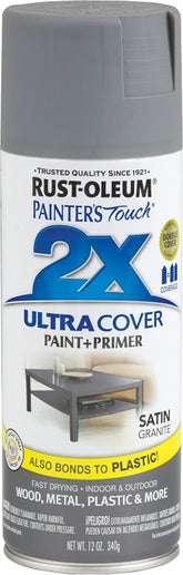 2X Ultra Cover 334069 Spray Paint, Satin, Granite, 12 oz, Can